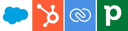 Logo of Salesforce, Hubspot, Zoho and Pipedrive